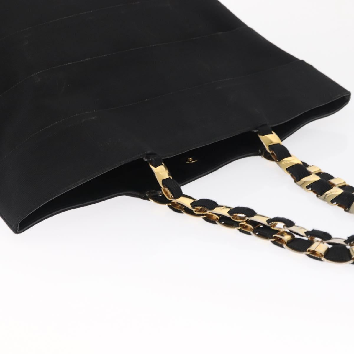 Salvatore Ferragamo Vala Tote Bag Canvas Black Gold Auth 162149