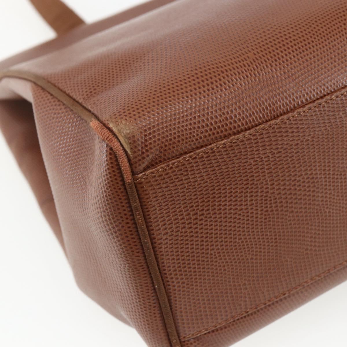 Salvatore Ferragamo Vala Tote Bag Leather Brown Gold Auth 162150