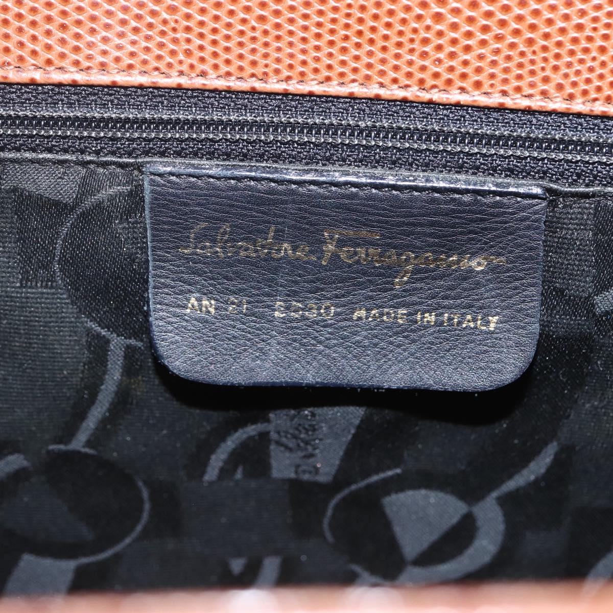 Salvatore Ferragamo Vala Tote Bag Leather Brown Gold Auth 162150