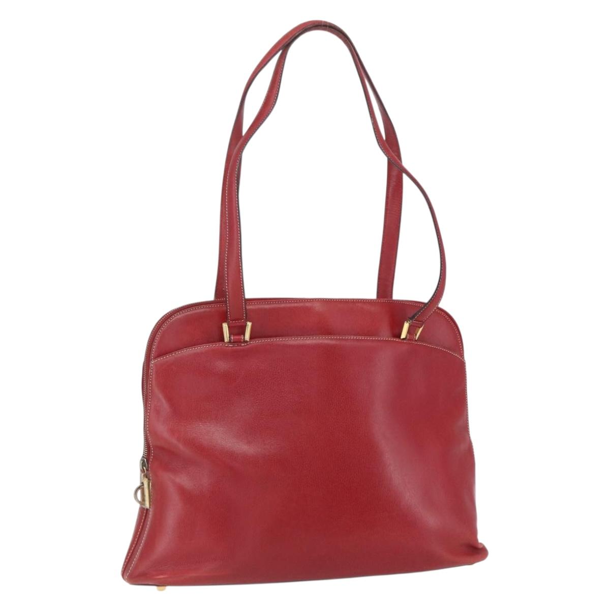 Salvatore Ferragamo Shoulder Bag Leather Red Gold Auth 162152