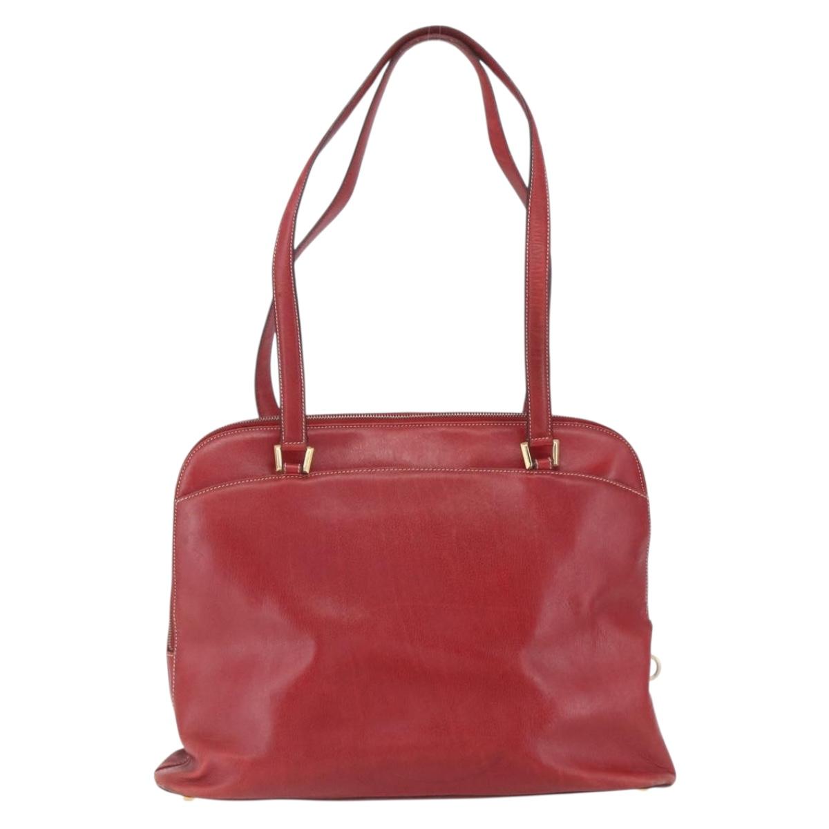 Salvatore Ferragamo Shoulder Bag Leather Red Gold Auth 162152