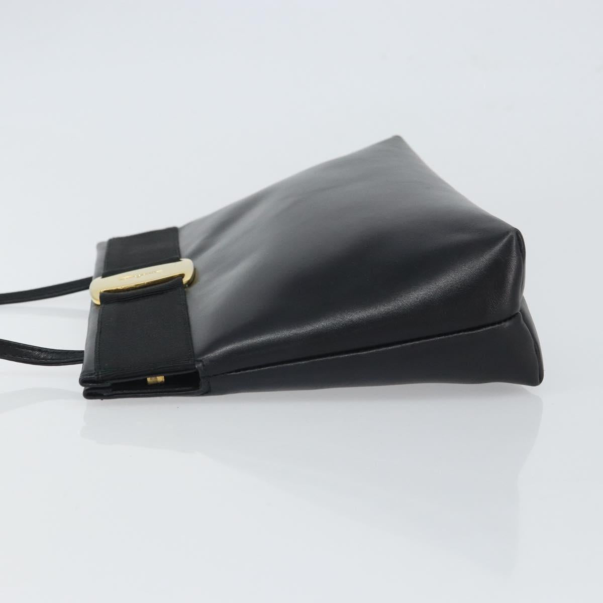 Salvatore Ferragamo Vala Shoulder Bag Leather Black Gold Auth 162154
