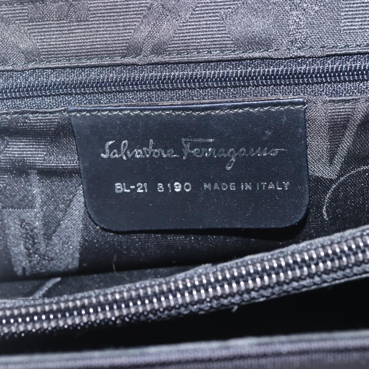 Salvatore Ferragamo Vala Shoulder Bag Nylon Black Silver Auth 162155
