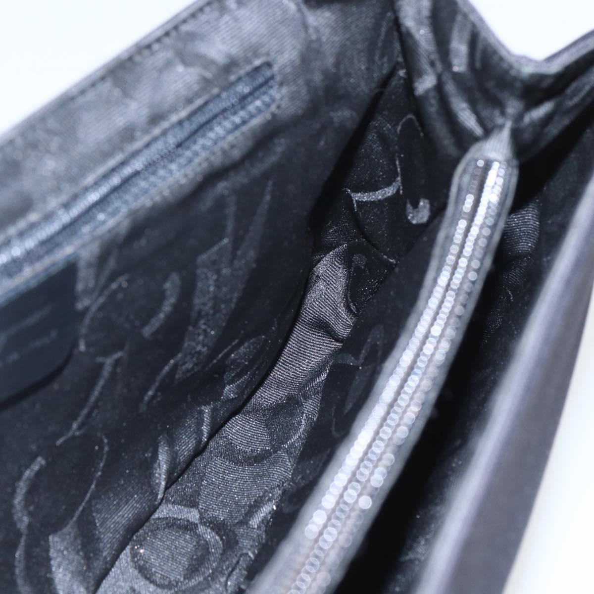 Salvatore Ferragamo Vala Shoulder Bag Nylon Black Silver Auth 162155