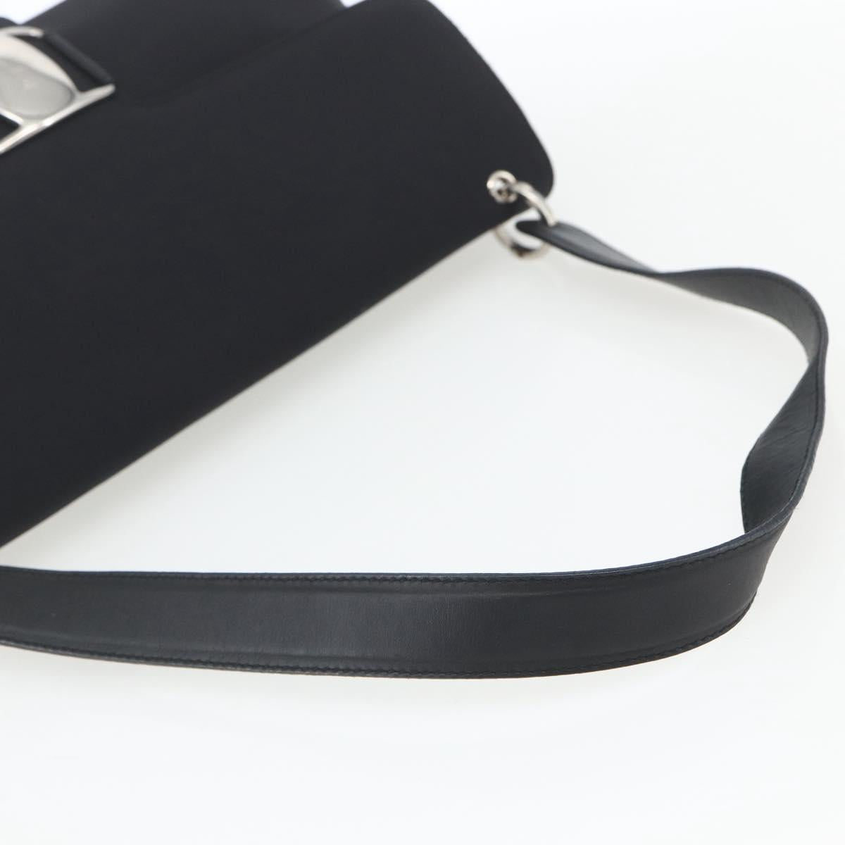 Salvatore Ferragamo Vala Shoulder Bag Nylon Black Silver Auth 162155