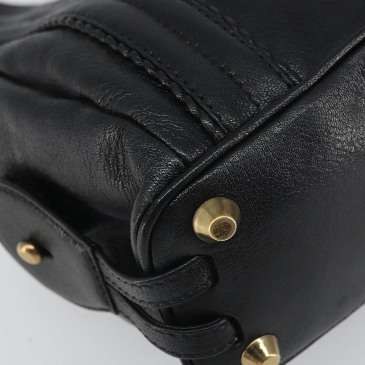 Chloe Irene Hand Bag Leather Black Gold Auth 162156