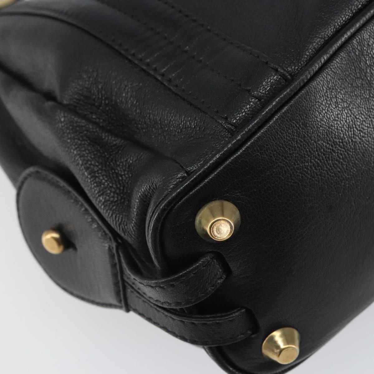 Chloe Irene Hand Bag Leather Black Gold Auth 162156