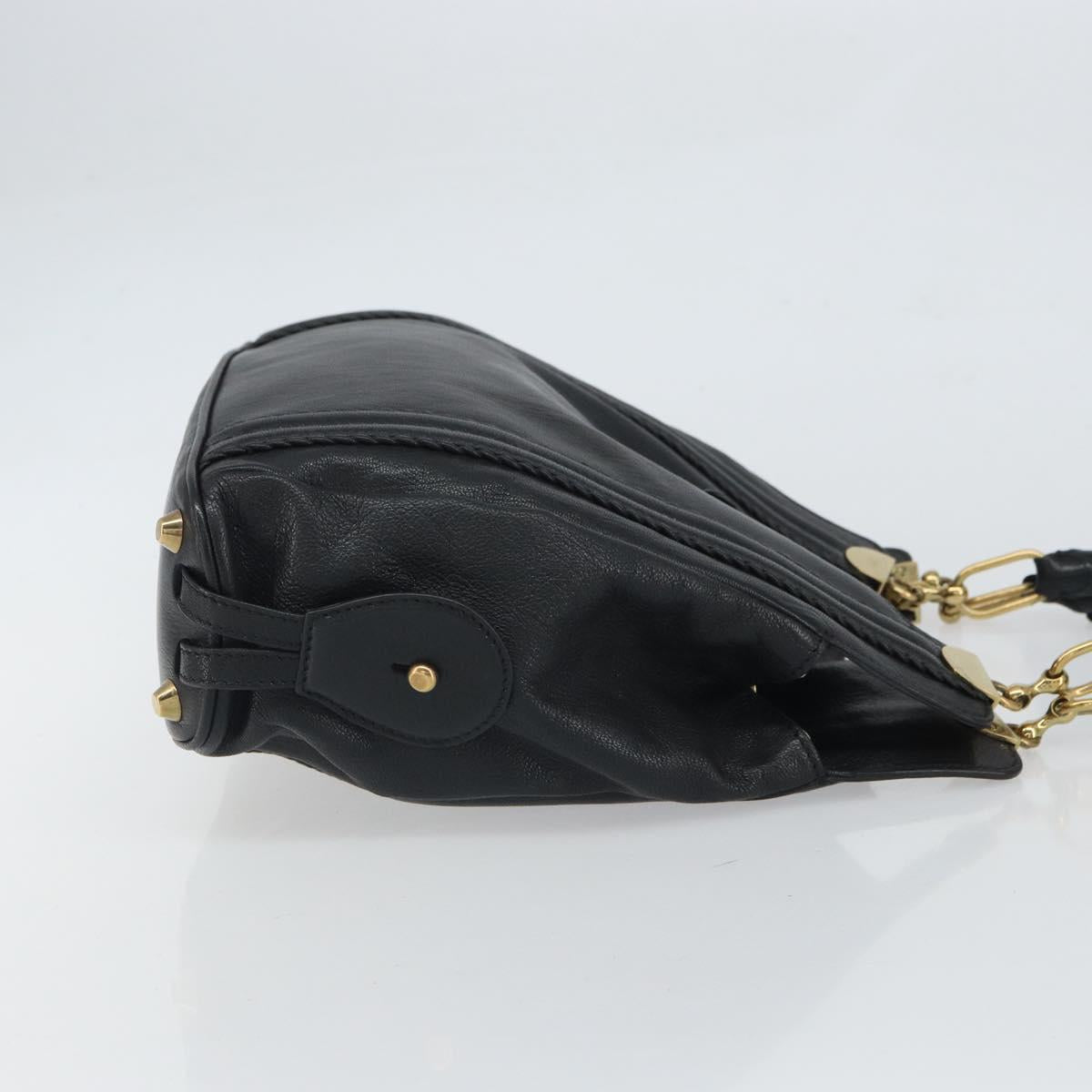 Chloe Irene Hand Bag Leather Black Gold Auth 162156