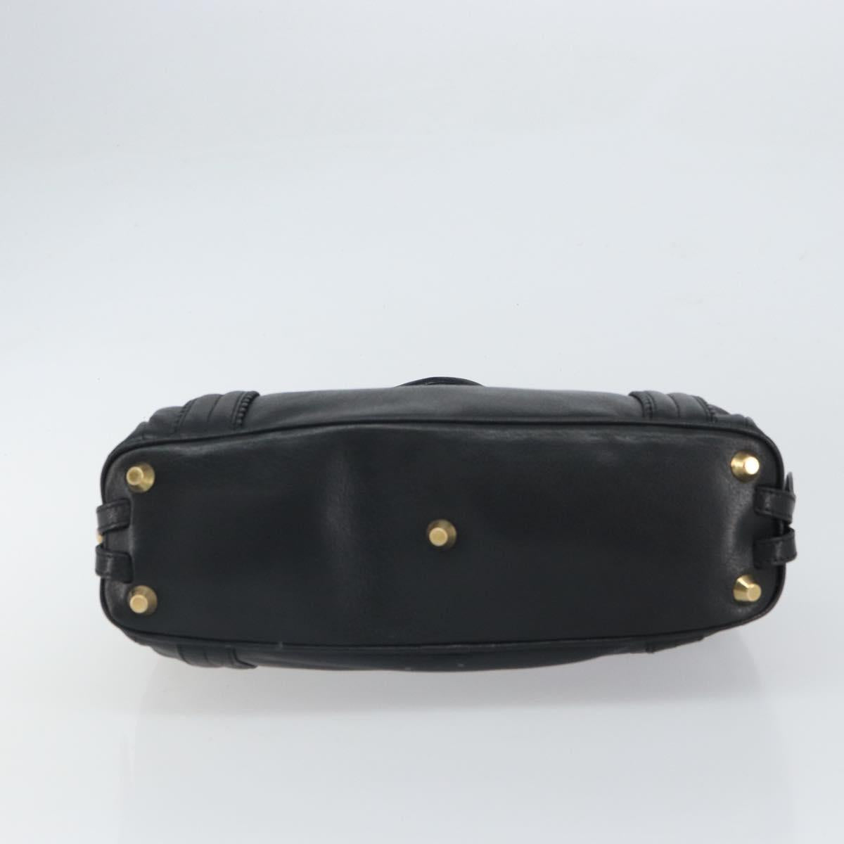 Chloe Irene Hand Bag Leather Black Gold Auth 162156