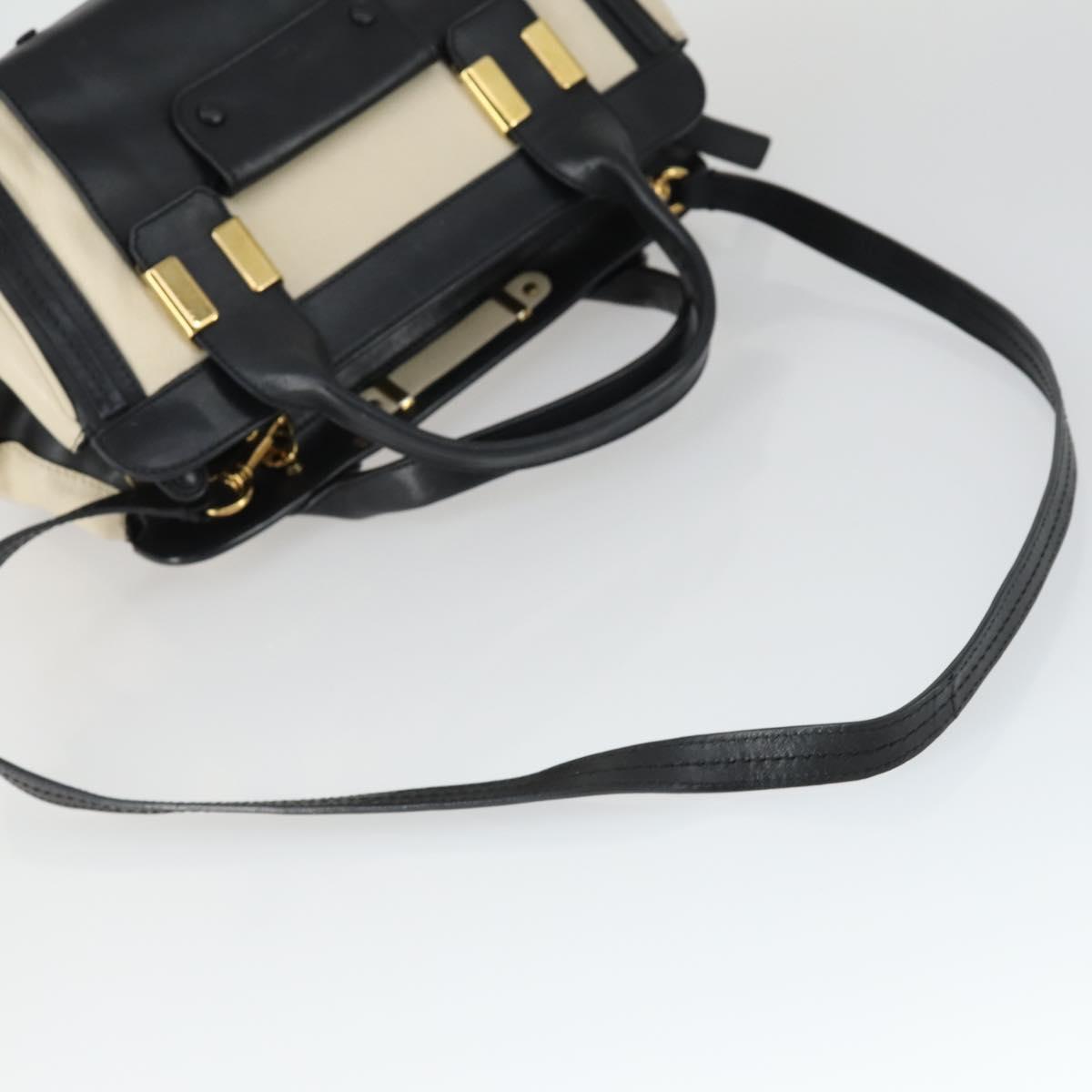 Chloe Alice Hand Bag Leather 2way White Gold Auth 162157A