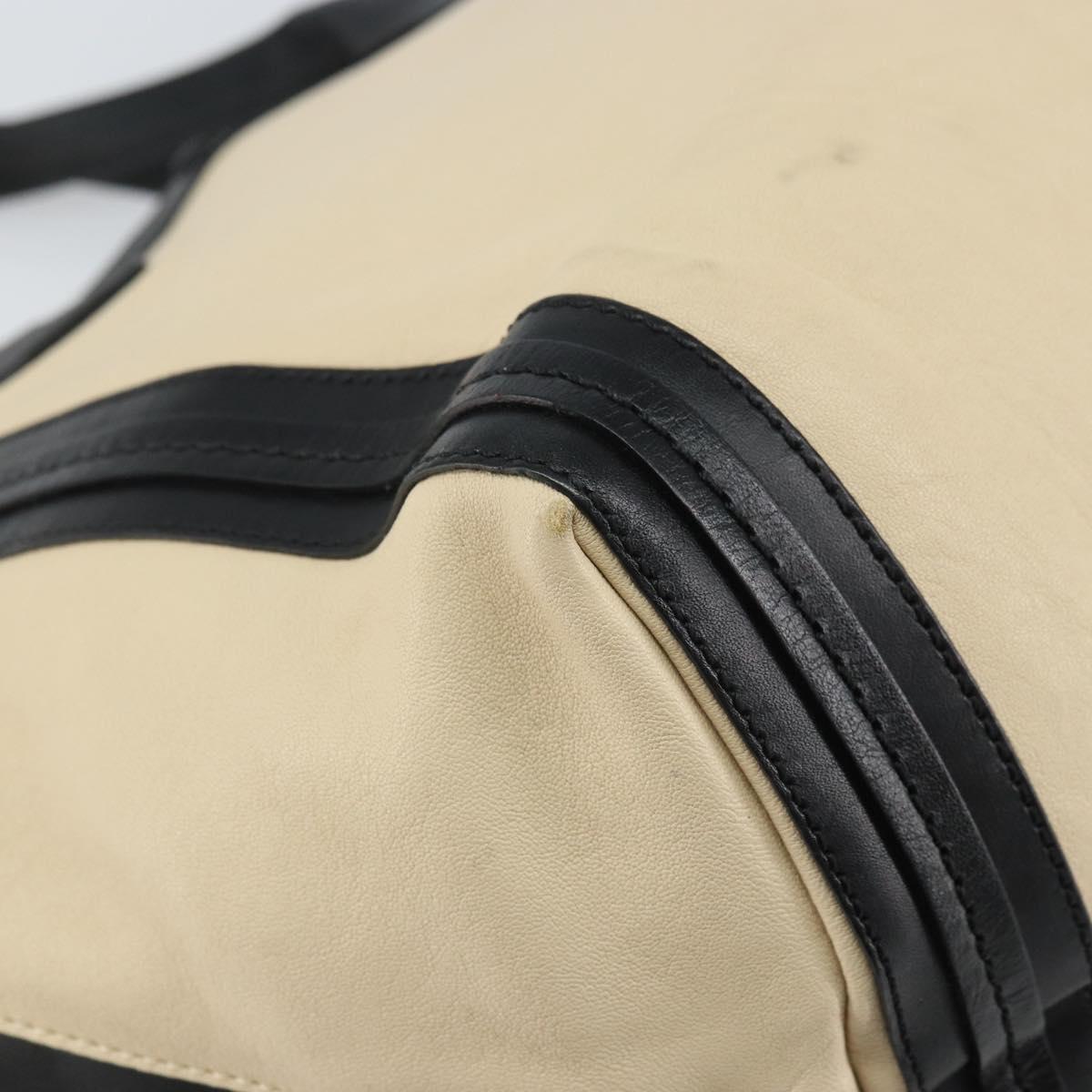Chloe Alison Hand Bag Leather Ivory Black gold Auth 162158