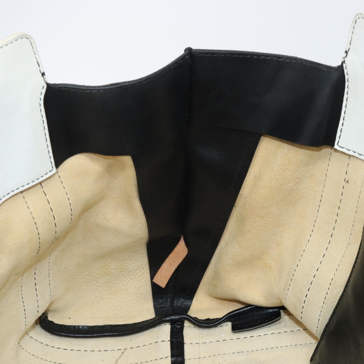 Chloe Alison Hand Bag Leather Ivory Black gold Auth 162158