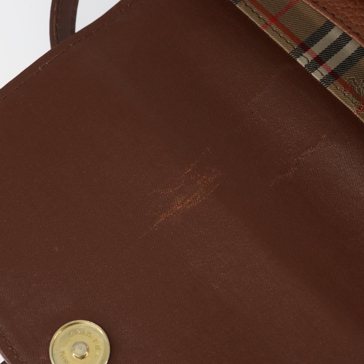 Burberrys Shoulder Bag Leather Brown Gold Auth 162159