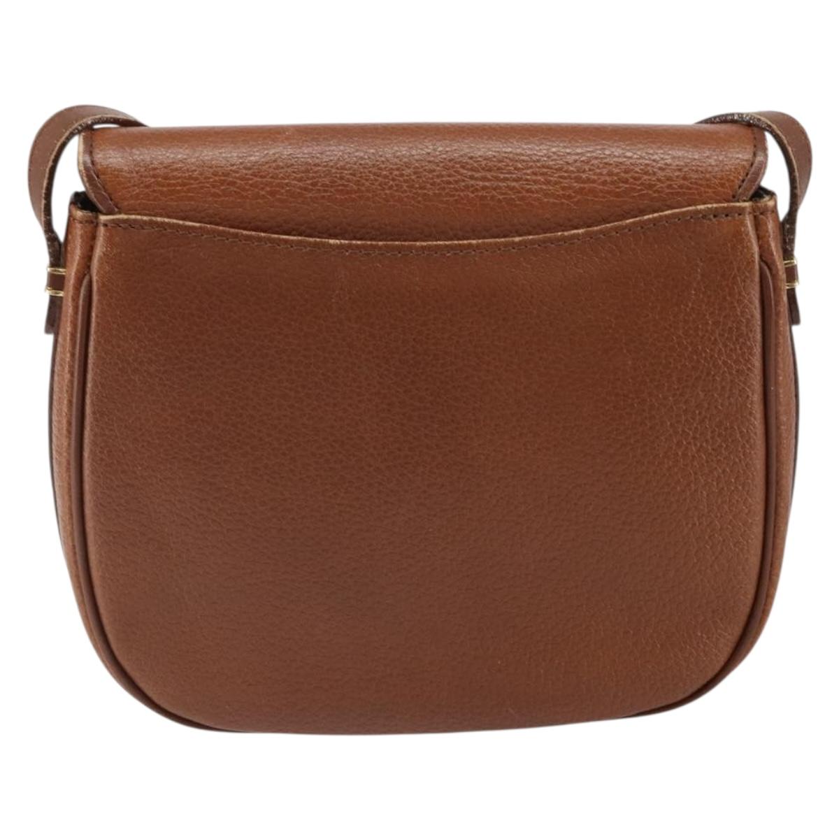 Burberrys Shoulder Bag Leather Brown Gold Auth 162159