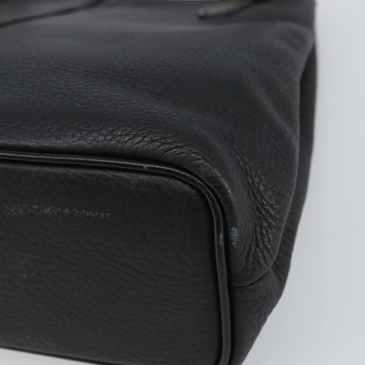 Burberrys Shoulder Bag Leather Black Gold Auth 162160