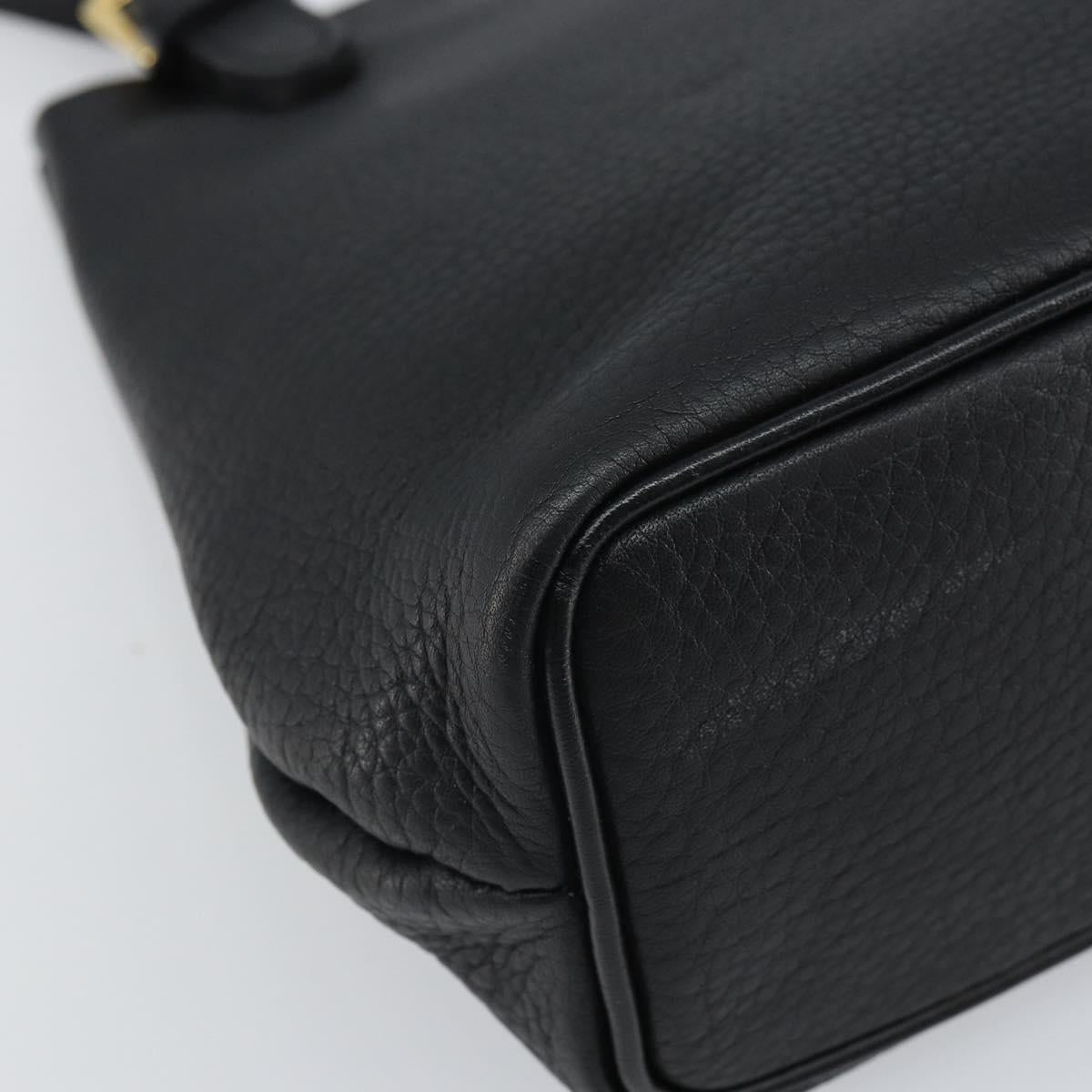 Burberrys Shoulder Bag Leather Black Gold Auth 162160