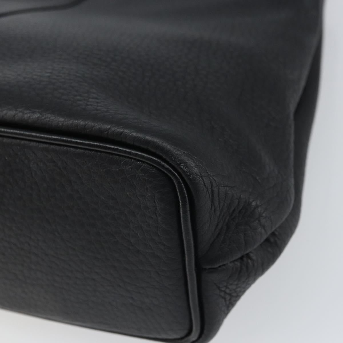 Burberrys Shoulder Bag Leather Black Gold Auth 162160