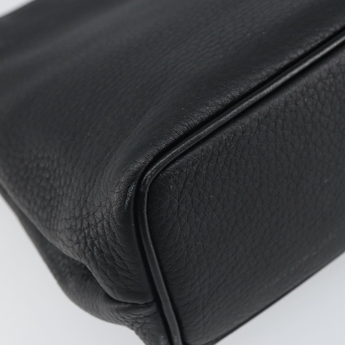 Burberrys Shoulder Bag Leather Black Gold Auth 162160