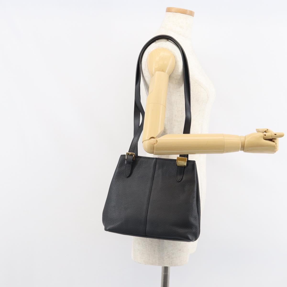 Burberrys Shoulder Bag Leather Black Gold Auth 162160