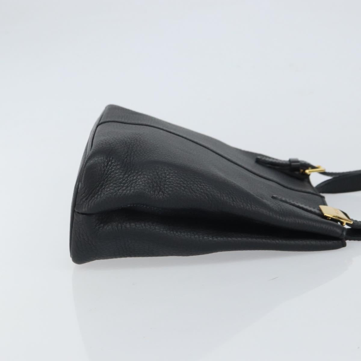 Burberrys Shoulder Bag Leather Black Gold Auth 162160
