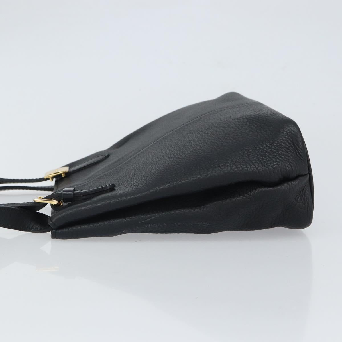 Burberrys Shoulder Bag Leather Black Gold Auth 162160