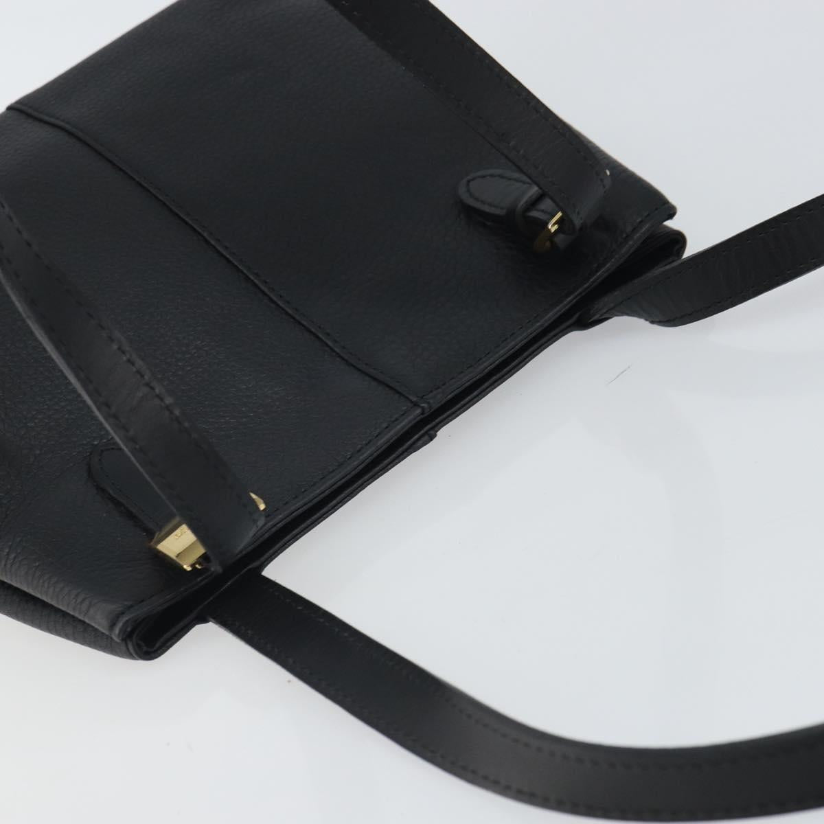 Burberrys Shoulder Bag Leather Black Gold Auth 162160
