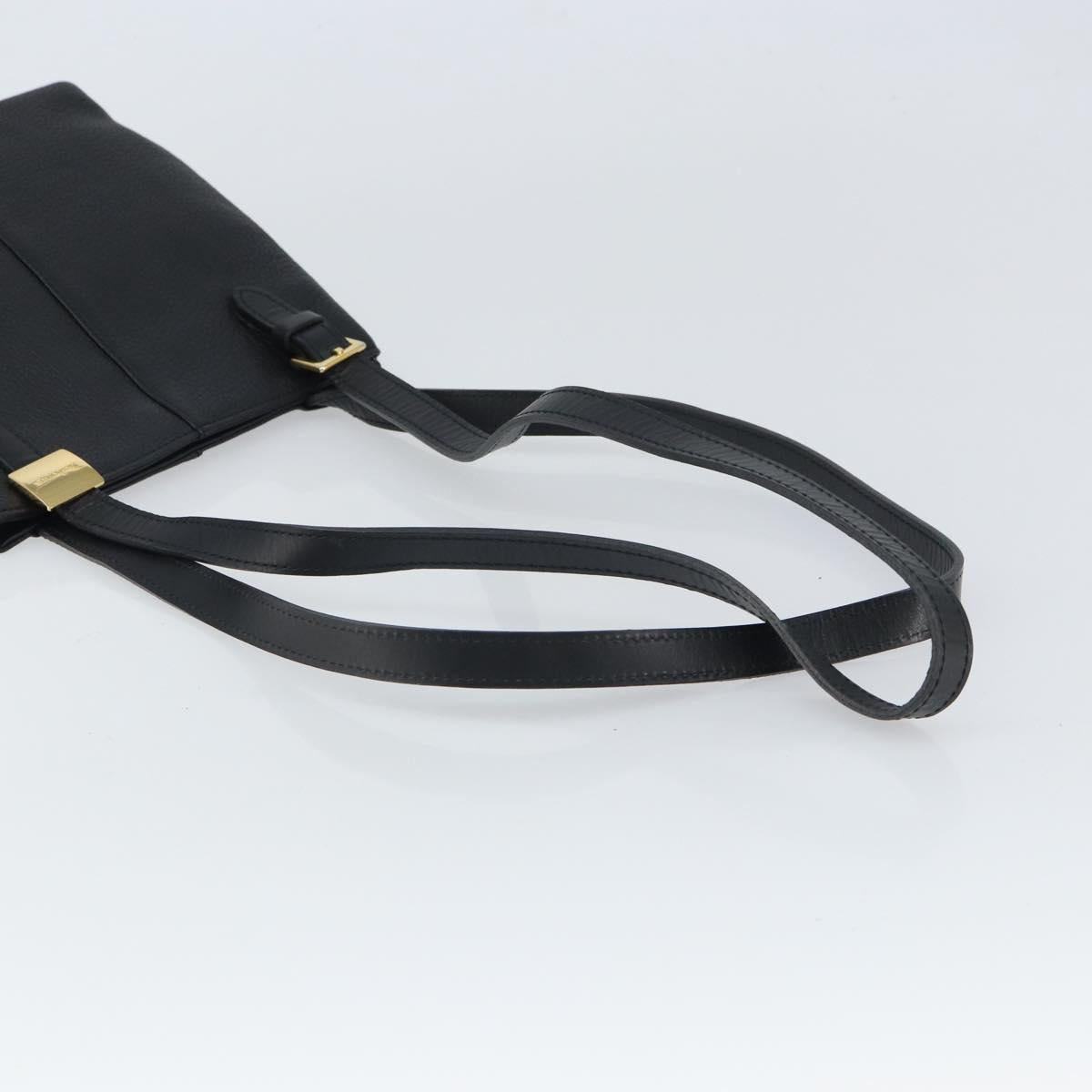 Burberrys Shoulder Bag Leather Black Gold Auth 162160