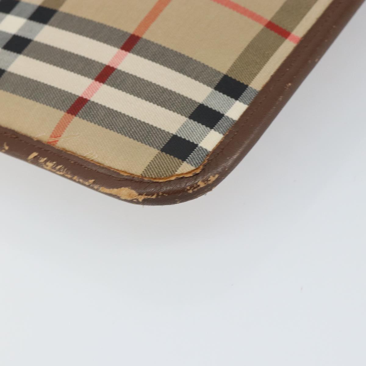 Burberrys Nova Check Clutch Bag Canvas Beige Gold Auth 162161