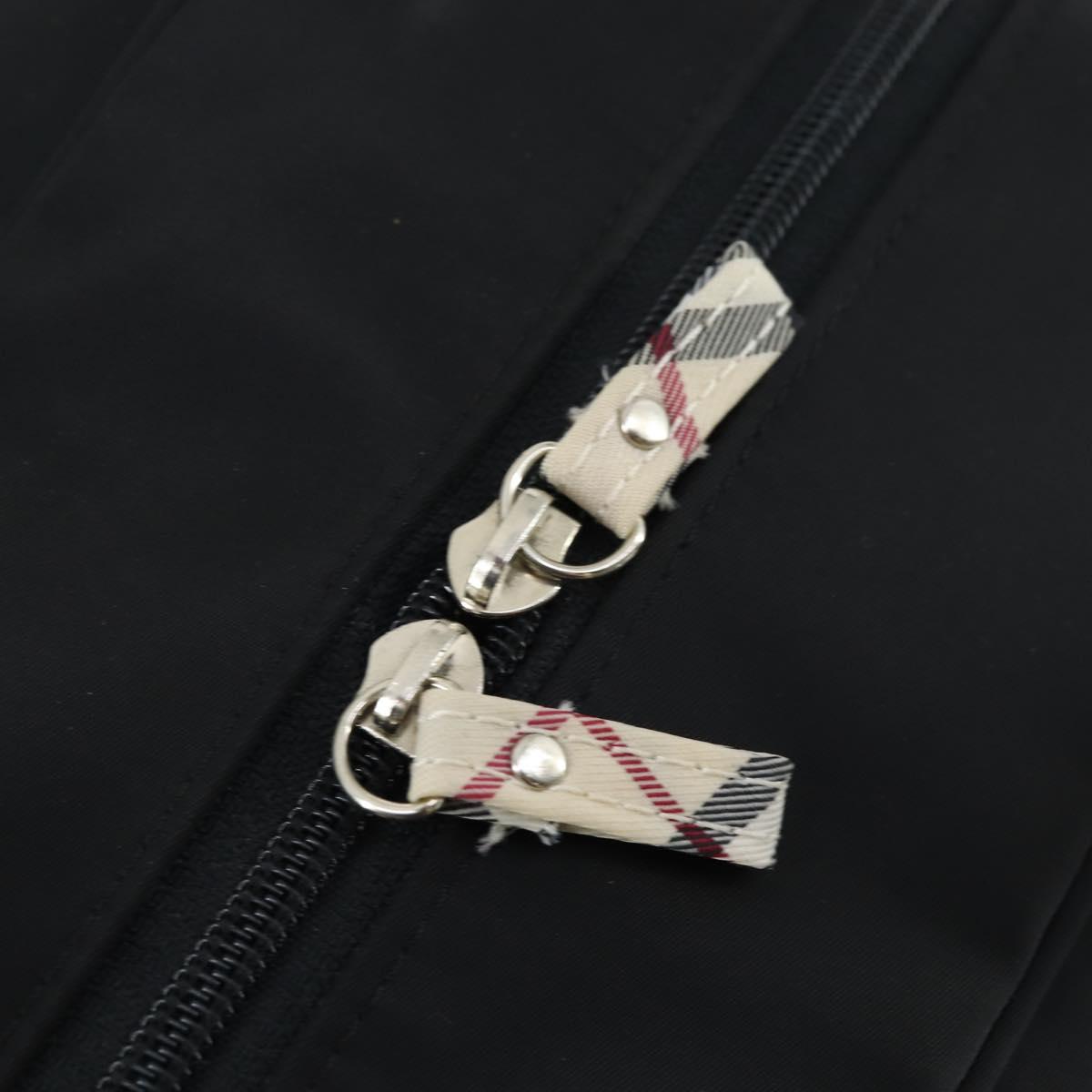 BURBERRY Boston Bag Nylon Dark Brown Silver Auth 162163