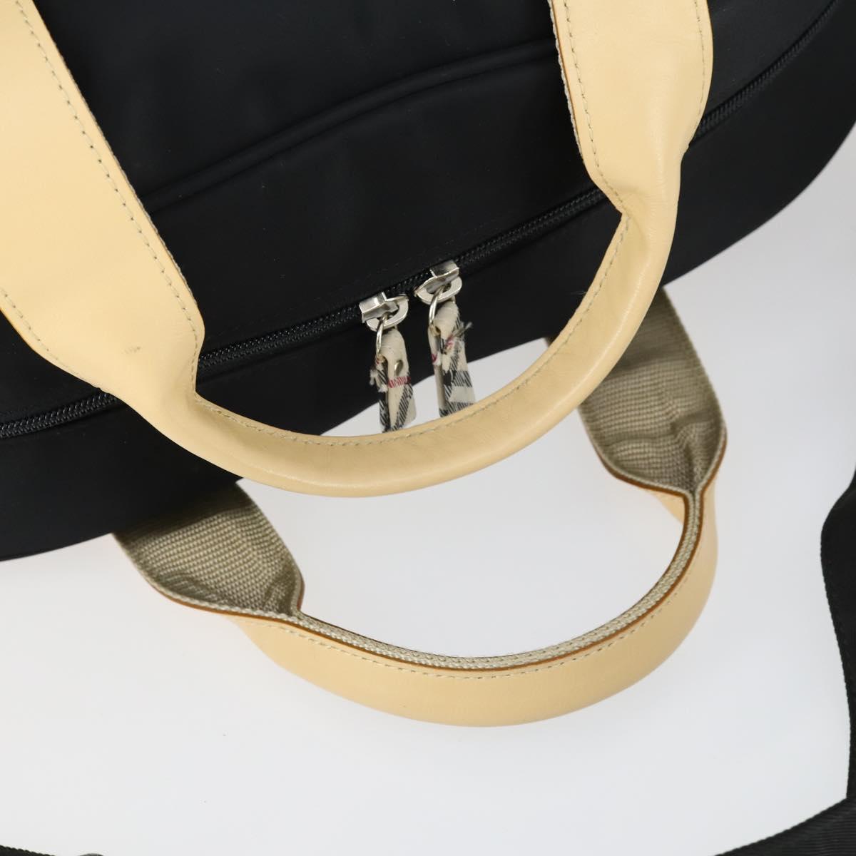 BURBERRY Boston Bag Nylon Dark Brown Silver Auth 162163
