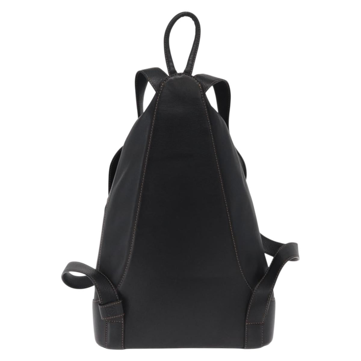 LOEWE Anton Backpack Leather Black Gold Auth 162164