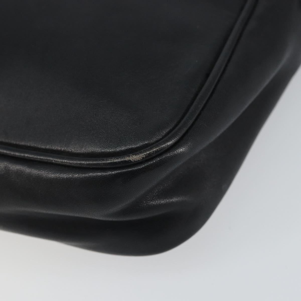 LOEWE Anagram Shoulder Bag Leather Black Gold Auth 162165