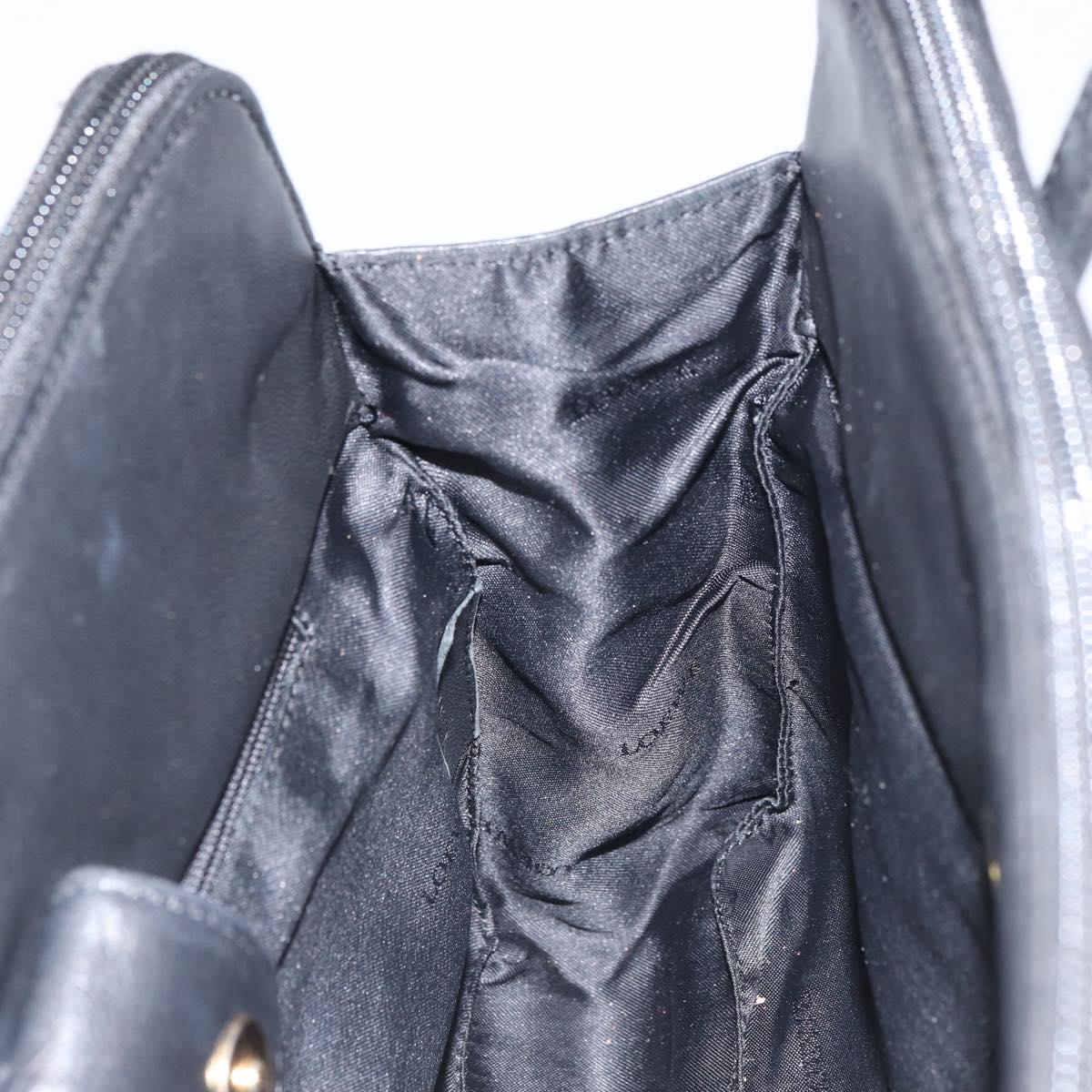 LOEWE Anagram Hand Bag Leather Black Gold Auth 162167