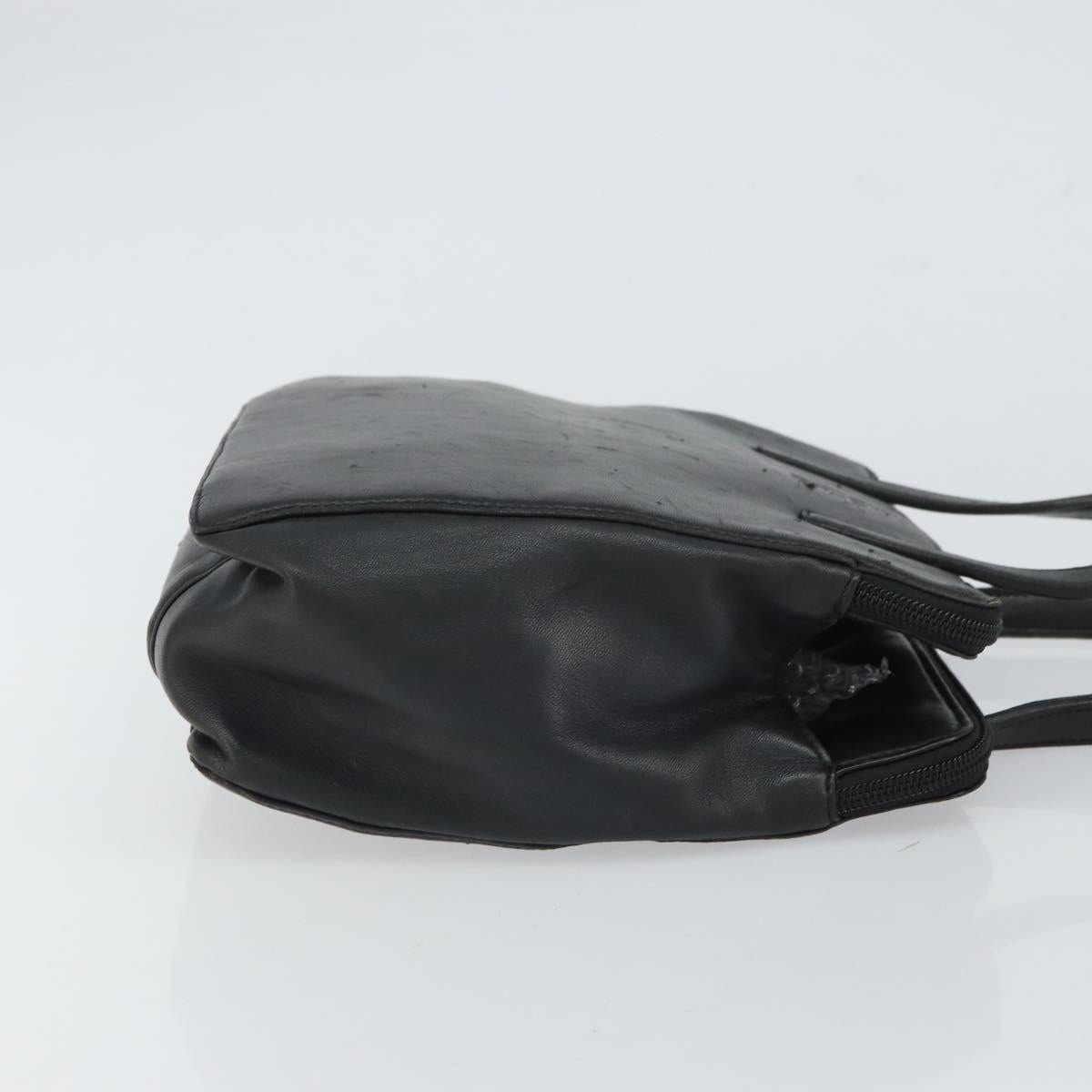 LOEWE Anagram Hand Bag Leather Black Gold Auth 162167