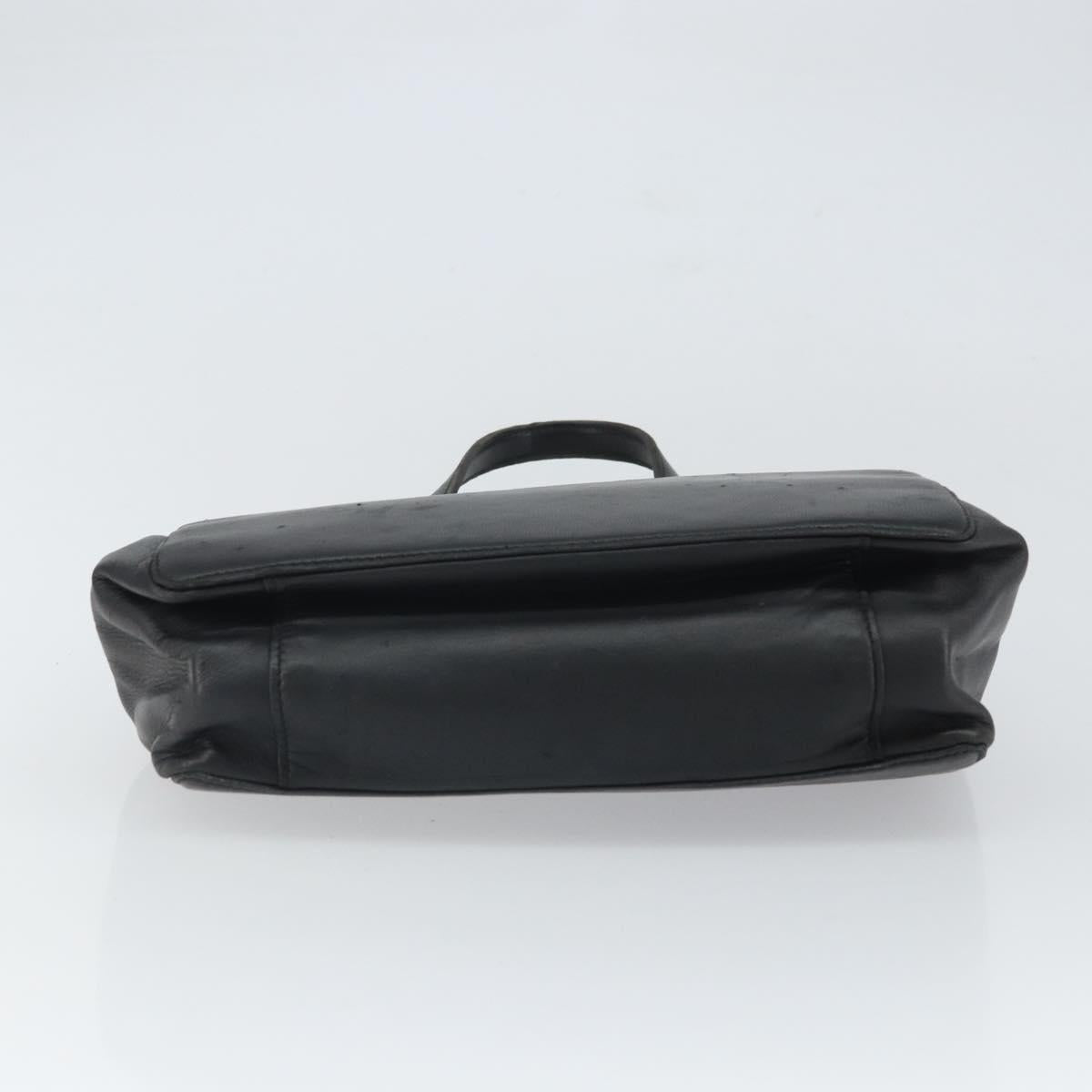 LOEWE Anagram Hand Bag Leather Black Gold Auth 162167