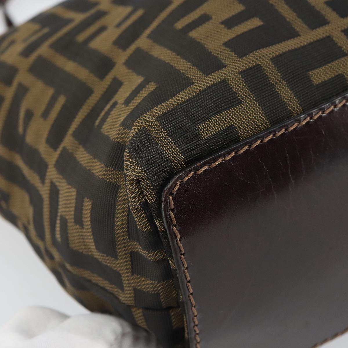 FENDI Zucca Canvas Hand Bag Black Brown Auth 162174A