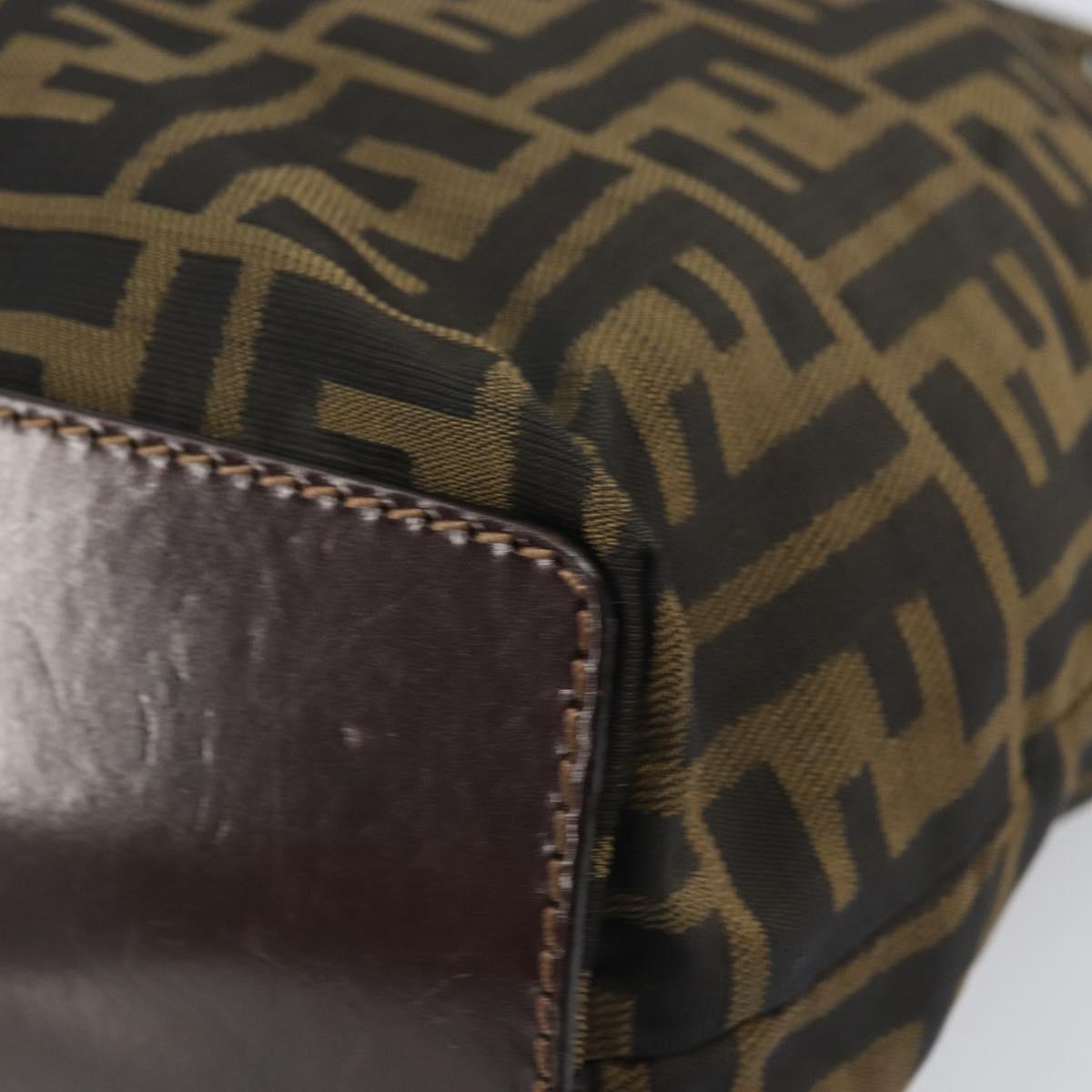FENDI Zucca Canvas Hand Bag Black Brown Auth 162174A