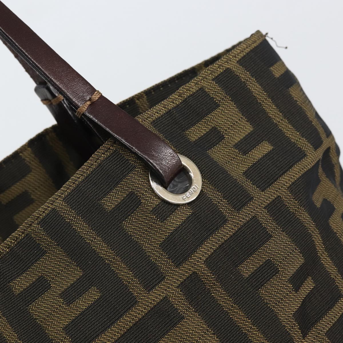 FENDI Zucca Canvas Hand Bag Black Brown Auth 162174A
