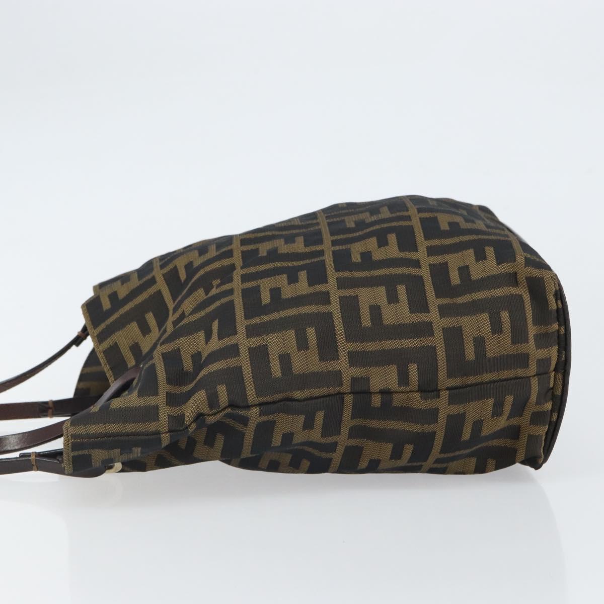 FENDI Zucca Canvas Hand Bag Black Brown Auth 162174A
