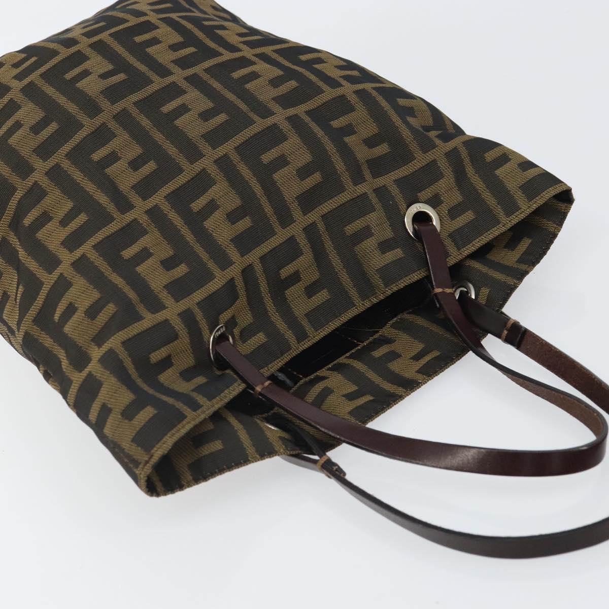 FENDI Zucca Canvas Hand Bag Black Brown Auth 162174A