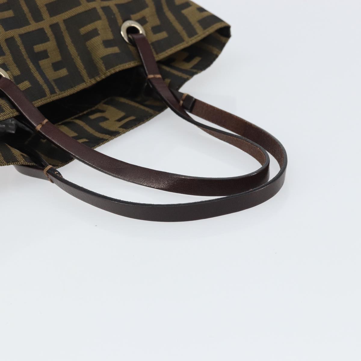 FENDI Zucca Canvas Hand Bag Black Brown Auth 162174A