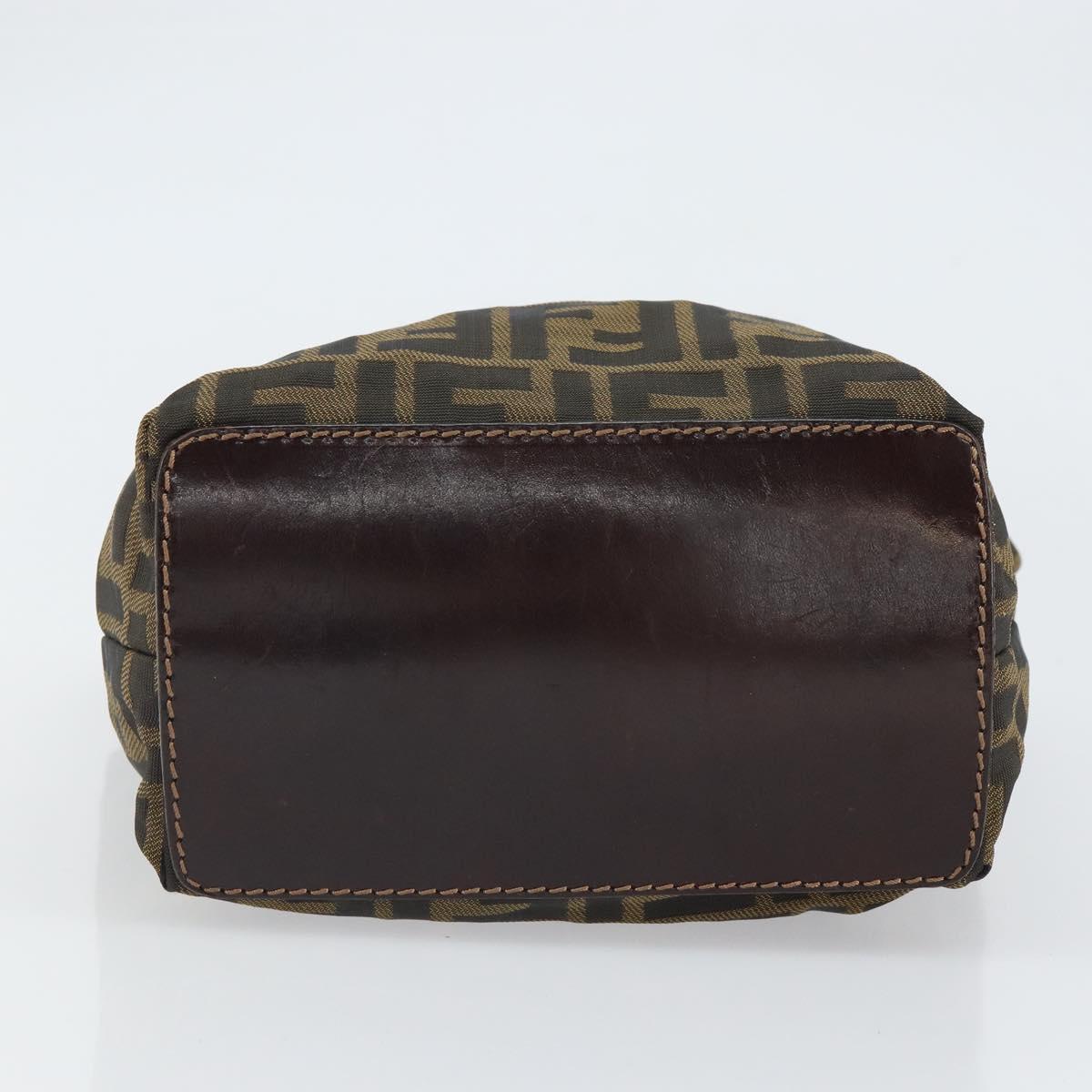 FENDI Zucca Canvas Hand Bag Black Brown Auth 162174A