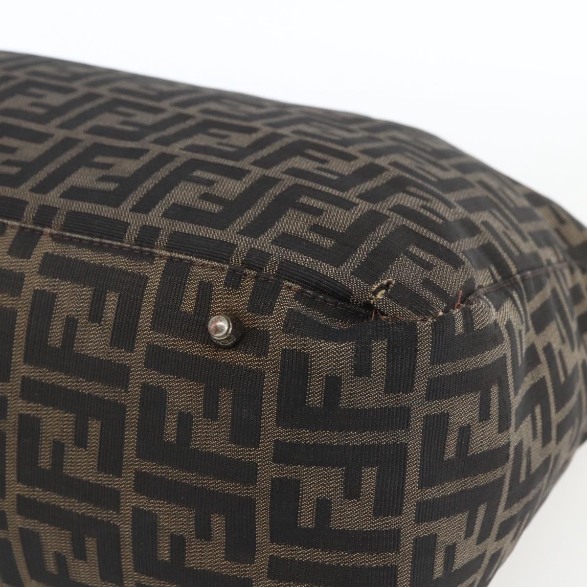 FENDI Zucca Canvas Hand Bag Black Brown Auth 162179