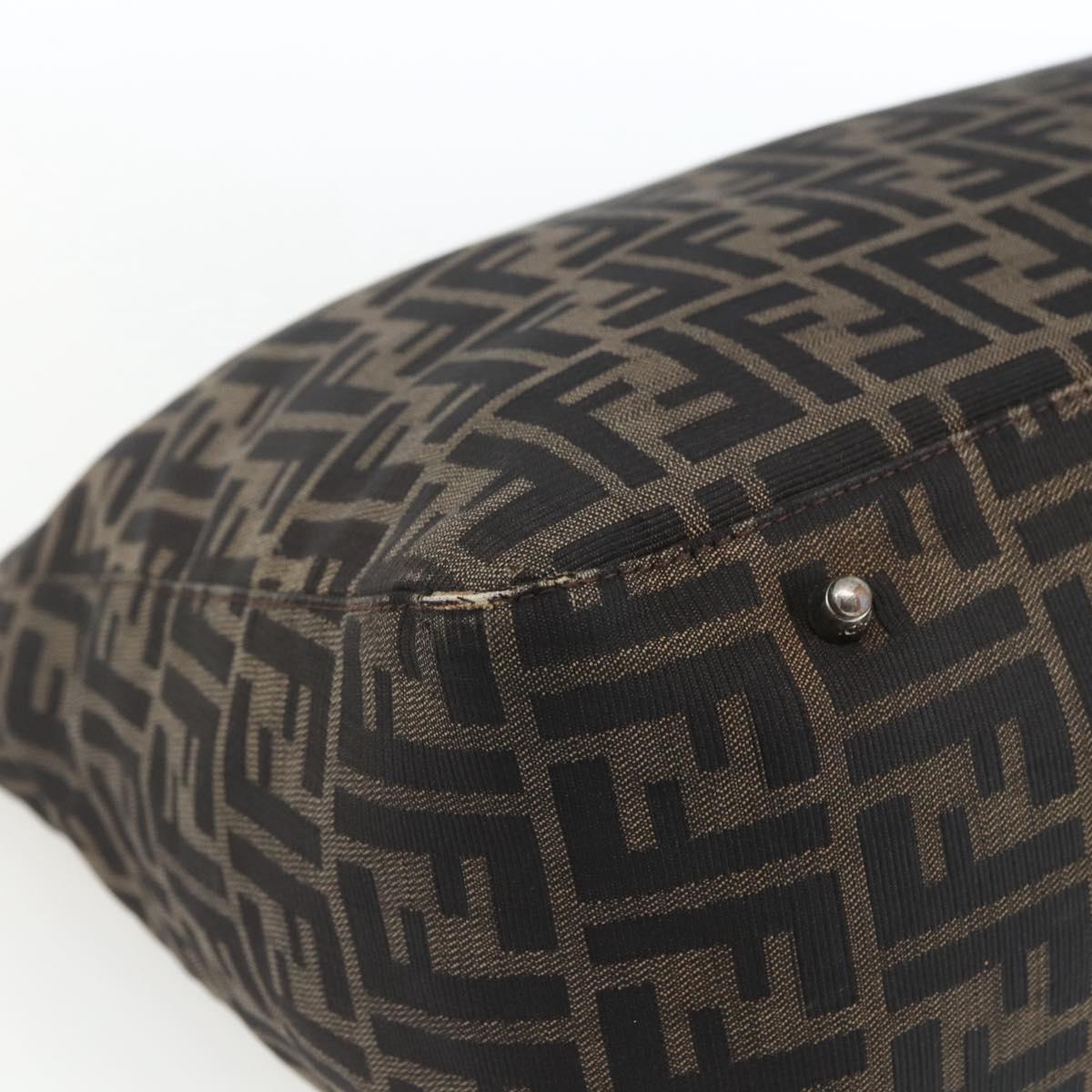 FENDI Zucca Canvas Hand Bag Black Brown Auth 162179