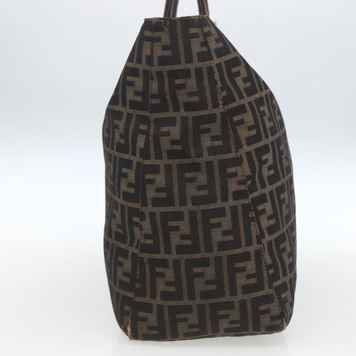 FENDI Zucca Canvas Hand Bag Black Brown Auth 162179