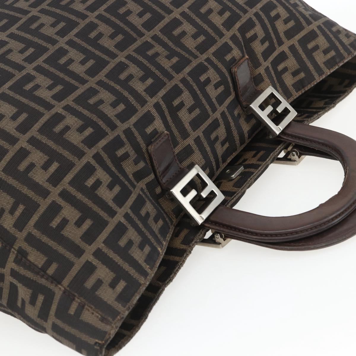 FENDI Zucca Canvas Hand Bag Black Brown Auth 162179