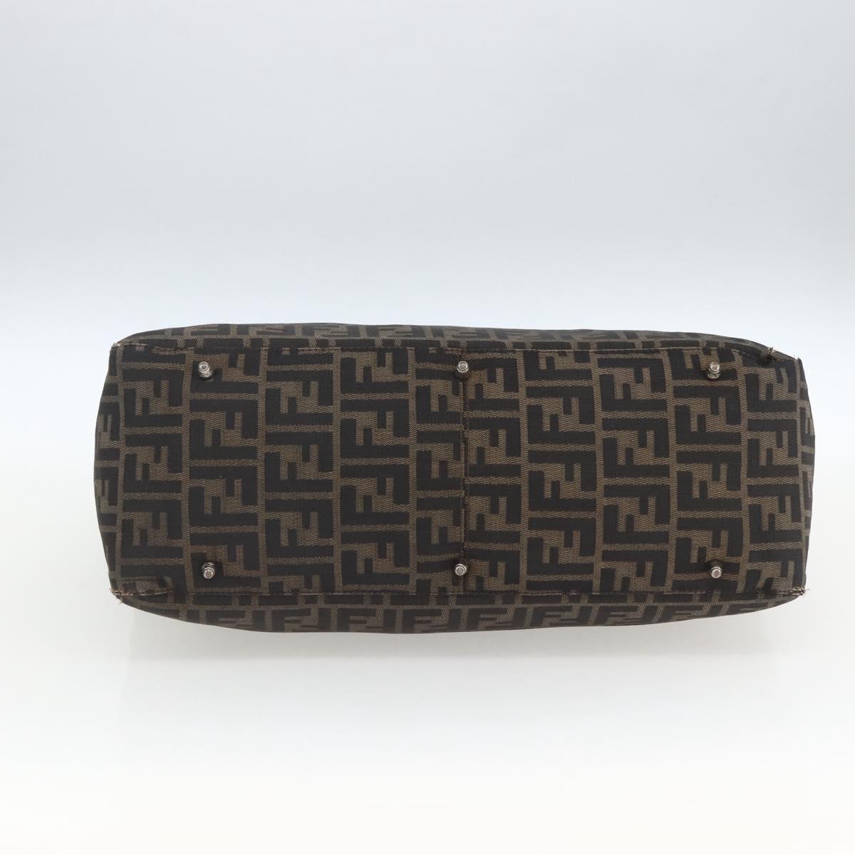 FENDI Zucca Canvas Hand Bag Black Brown Auth 162179