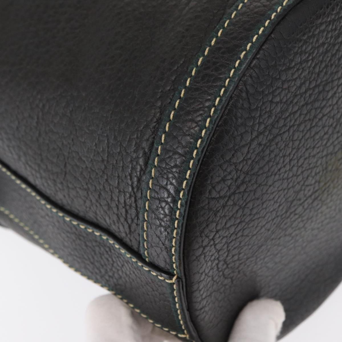 FENDI Hand Bag Leather Black Auth 162180