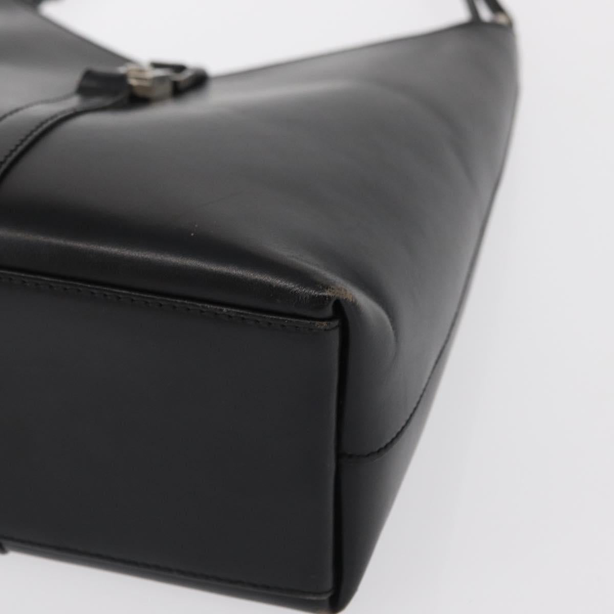 GUCCI Jackie Shoulder Bag Leather Black Silver 001 3875 Auth 162181