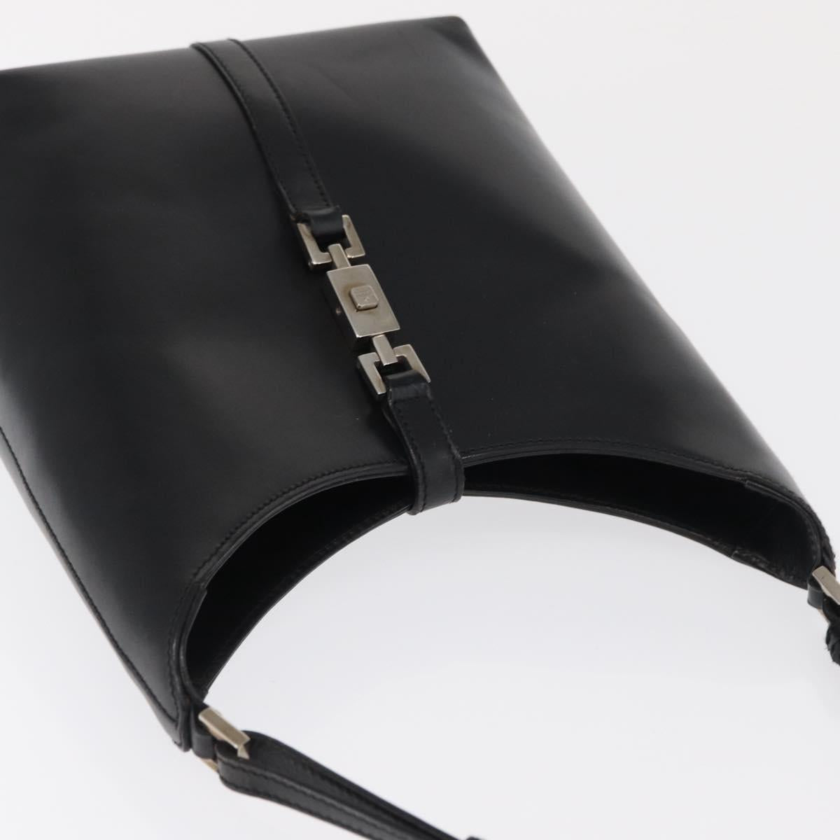 GUCCI Jackie Shoulder Bag Leather Black Silver 001 3875 Auth 162181